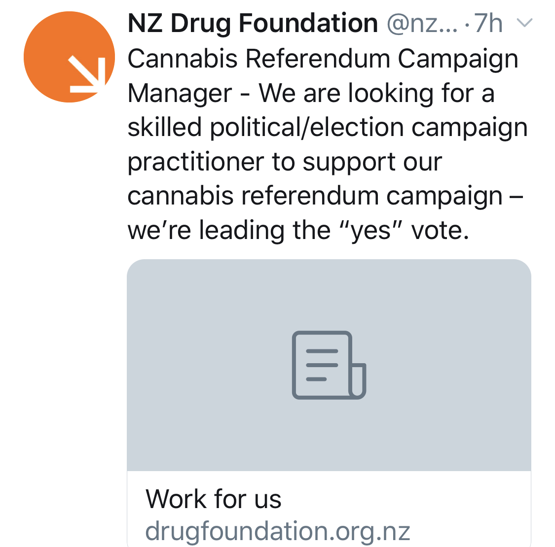 Drug Foundation Leading the Yes vote