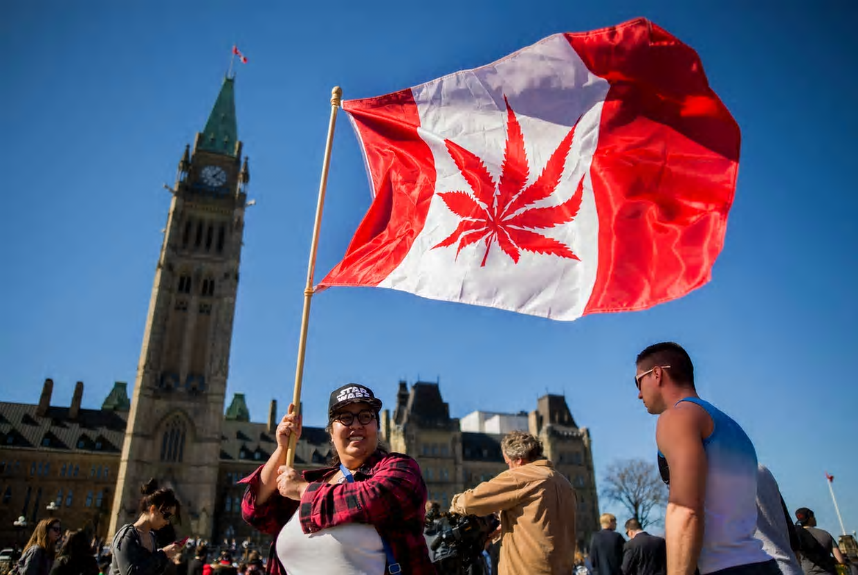 marijuana canada flag waving