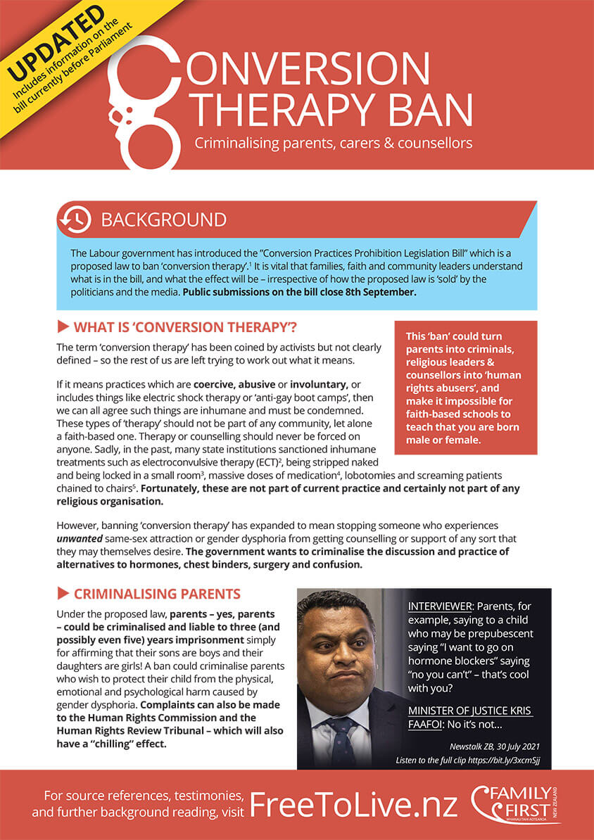 Conversion Therapy Fact Sheets Family First NZ